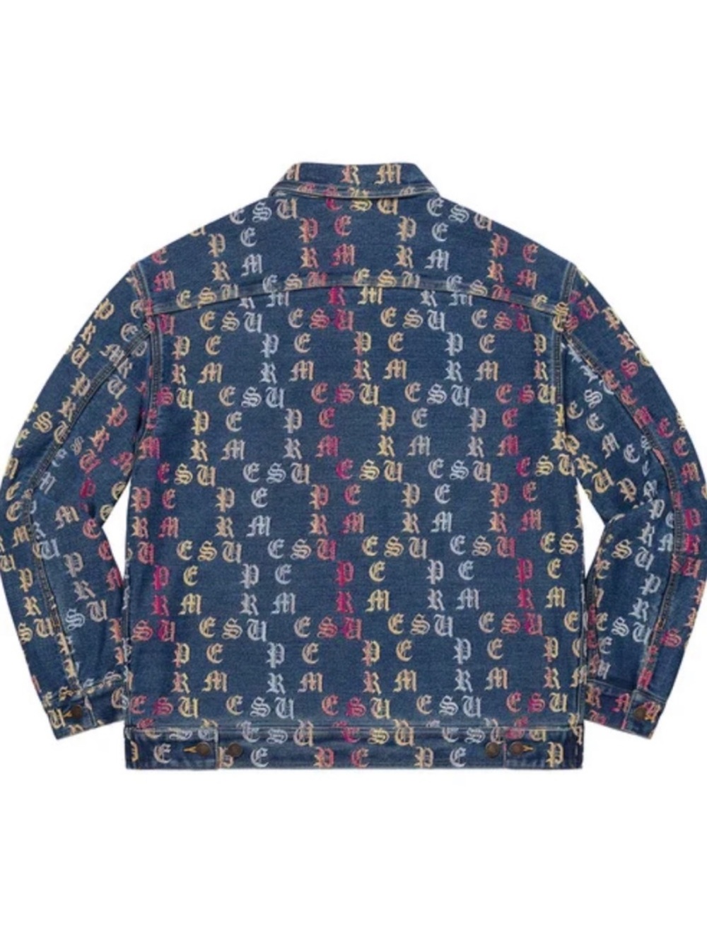 Supreme SS2022 Gradient Jacquard Blue Denim Work Zip Up Jacket Size Small - Picture 7 of 9